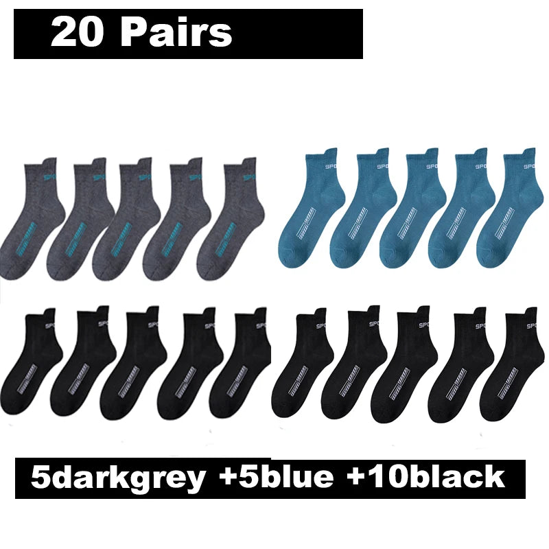 10/20Pairs High Quality Men's Socks Casual Breathable Cotton