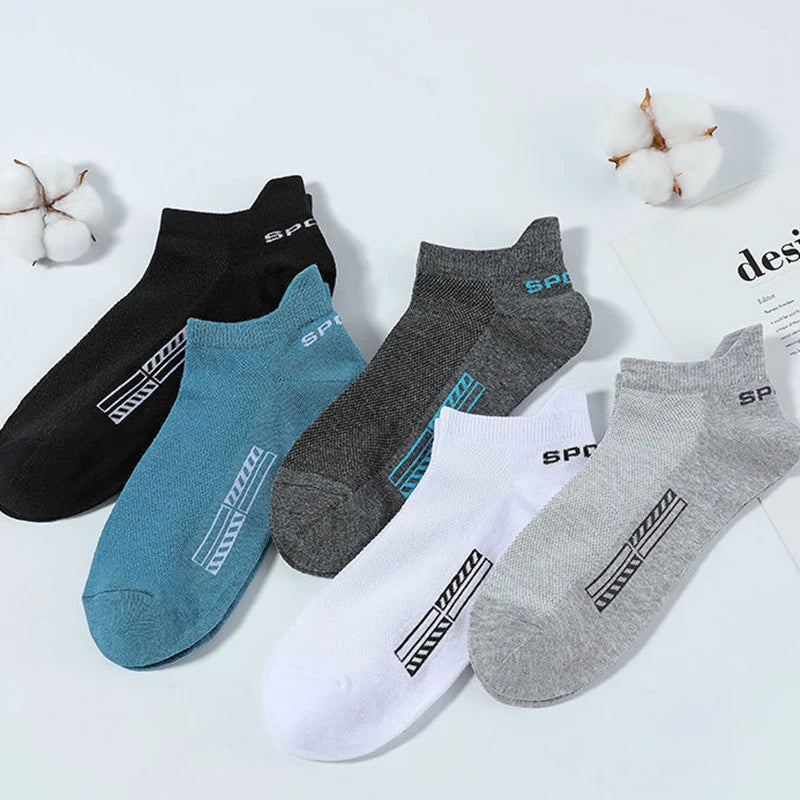 Men's Cotton Trainer Socks, 5 Pairs