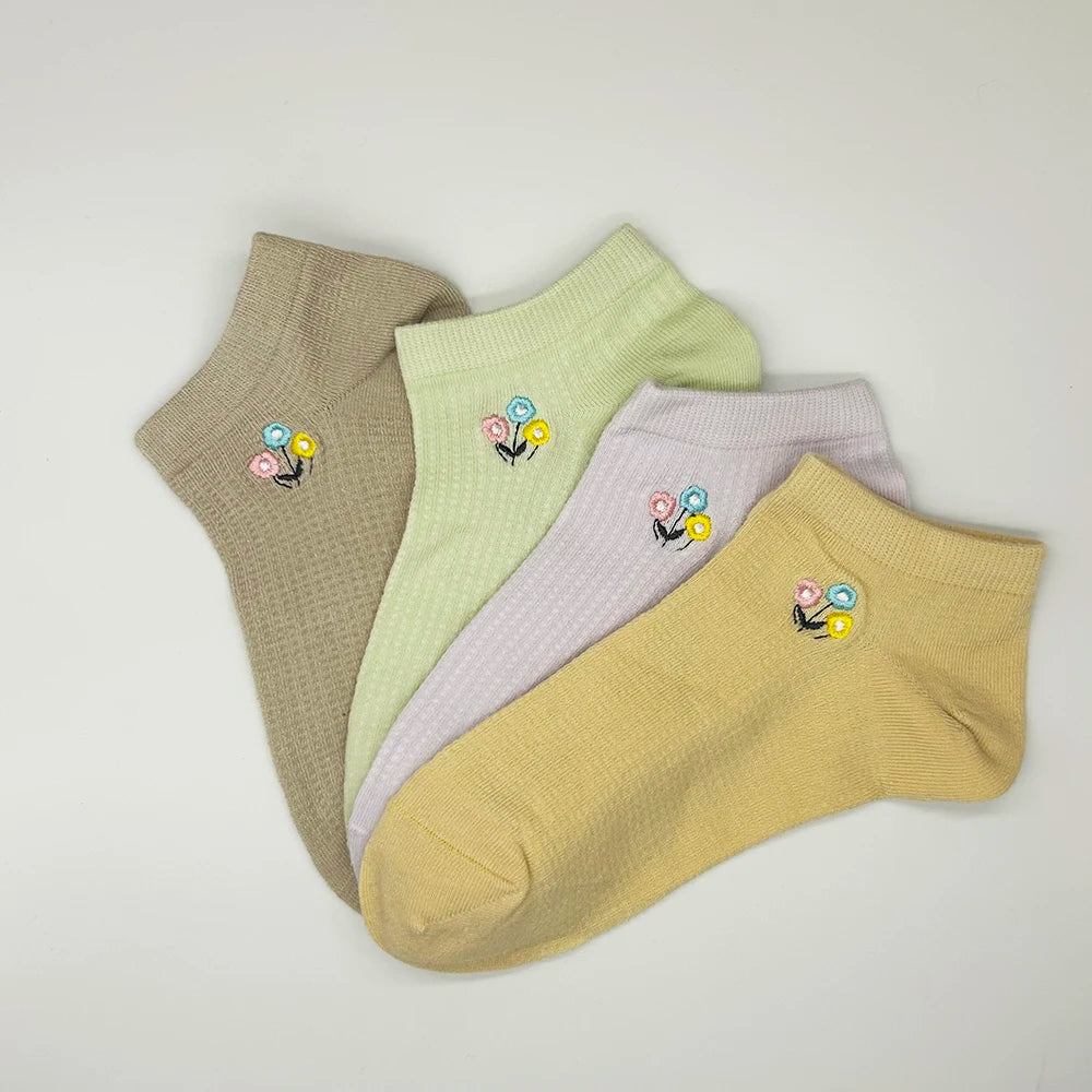 4 Pairs Cotton Women's Boat Socks No Show