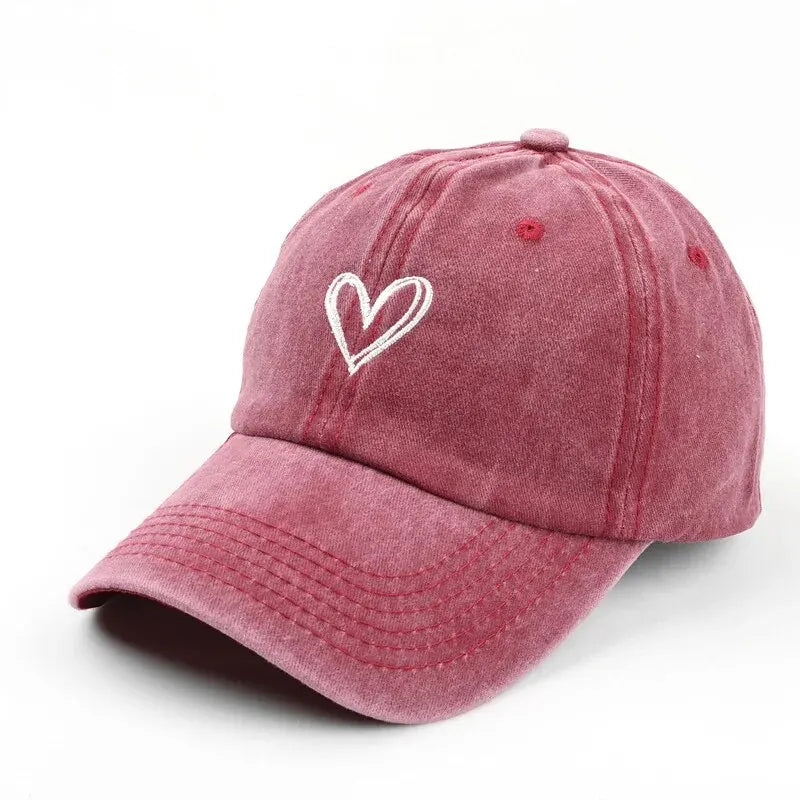 Heart Embroidered Washed Cotton Baseball Cap, image 11 of 13