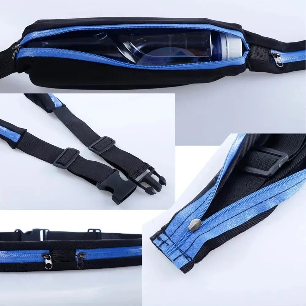 Adjustable Running Waist Pack Double Pocket Waterproof Phone