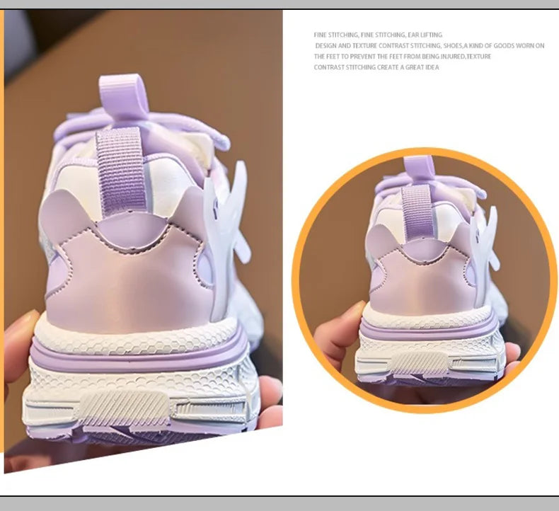 Girls' Spring-Autumn New Sports Shoes: Breathable Mesh Upper