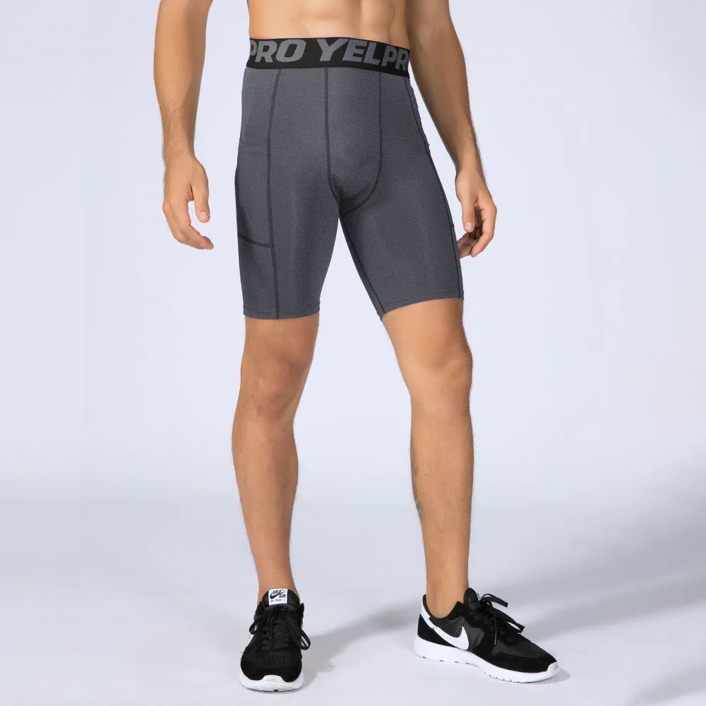 Sports Shorts Men Compression Running Shorts Pocket Quick