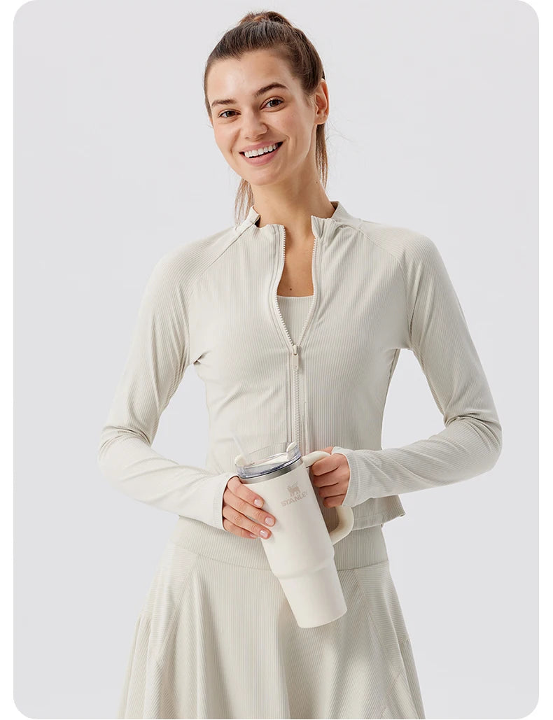 Summer Yoga Coat Women Yoga Fitness Wear Zipper