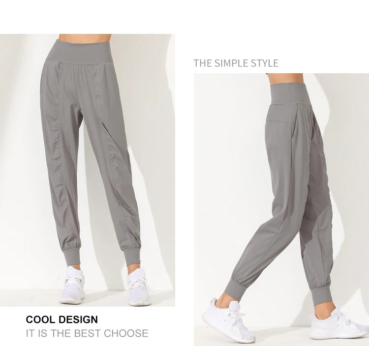 Woman Yoga Pants Hem Bound Running Fitness Loose