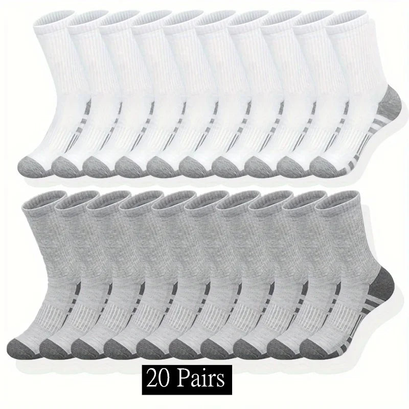 10/20/30 Pairs Men's Classic Crew Socks Unisex Sports