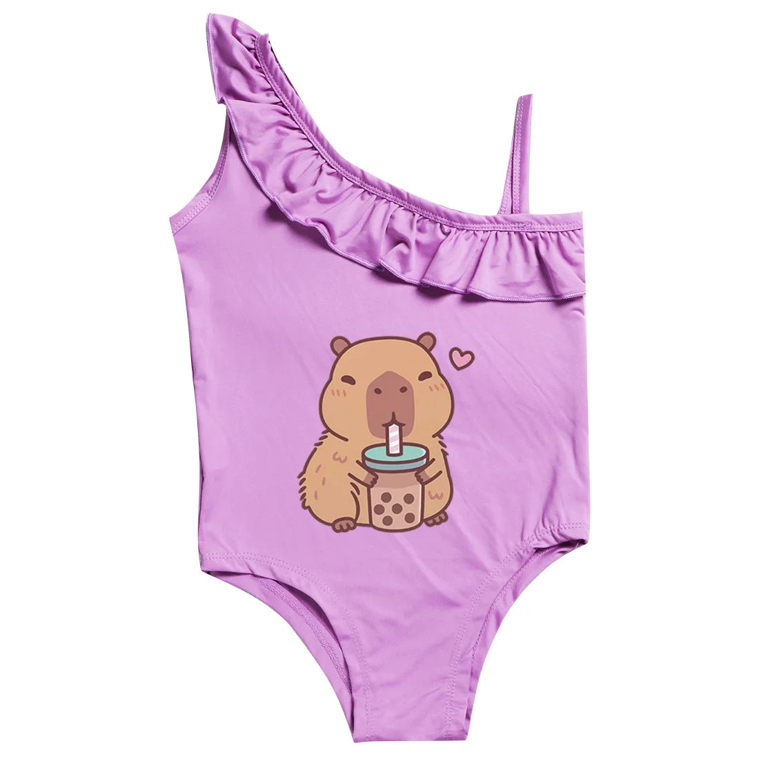 Girls' Capybara Print One-Piece Swimsuit