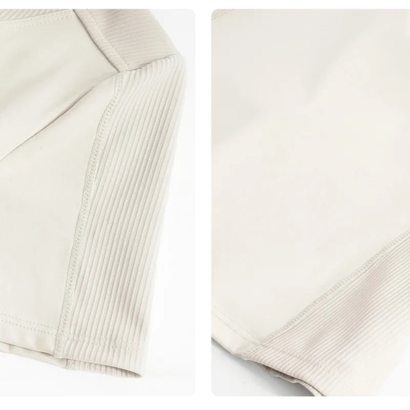 DRUR Yoga Tops Women Short Sleeve Half-Zipper Sports