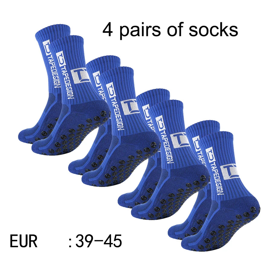 Mid-Calf Anti-Slip Football Socks, 4 Pairs