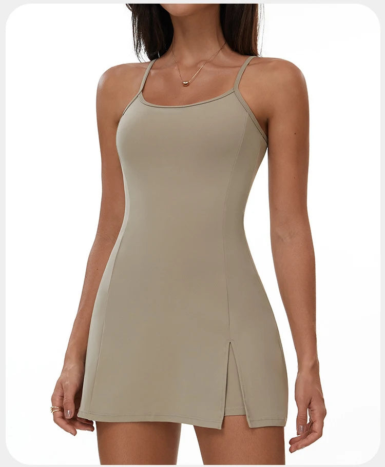 Womens Yoga Dress Jumpsuits Set Sports Bodysuit Sportswear