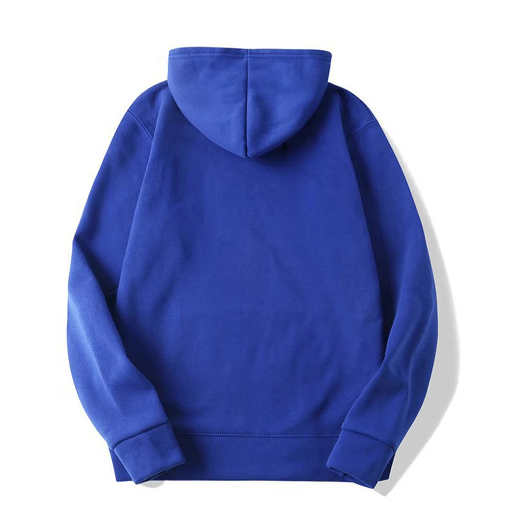 Men's Plain Fleece-Lined Pullover Hoodie