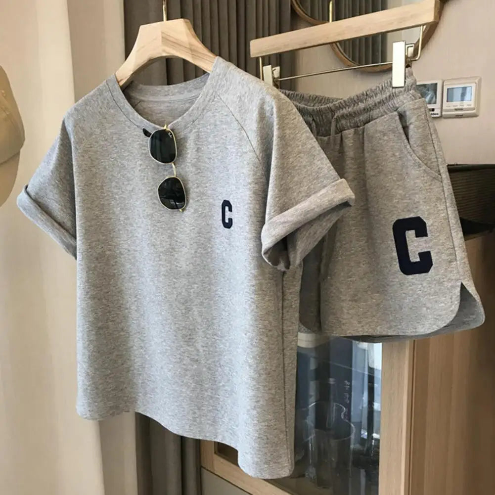 Women Tracksuit Women's Summer Tracksuit Set O Neck