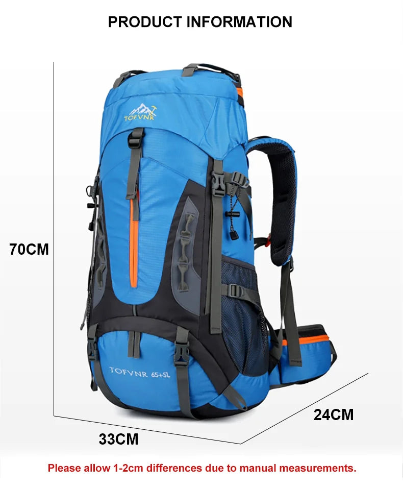 70L Camping Backpack Men's Travel Bag Climbing Rucksack