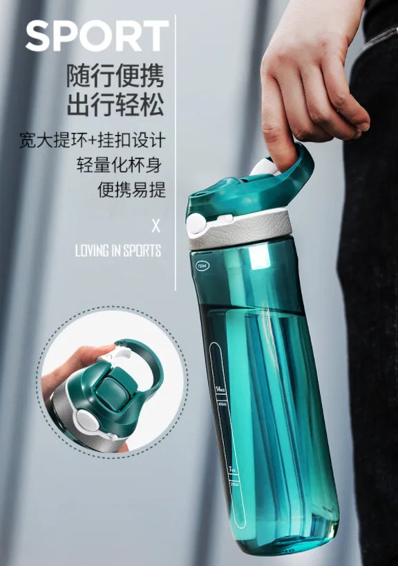750ml/1000ml Tritan Material Water Bottle Straw Eco-Friendly Durable