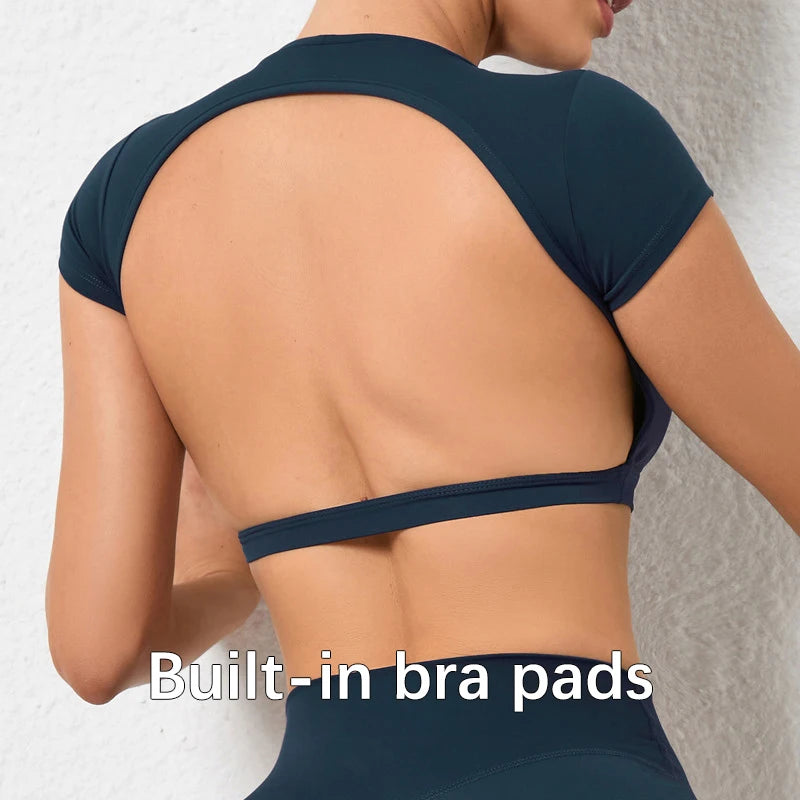 Women's Breathable Short-Sleeve Gym Crop Top, image 38 of 47