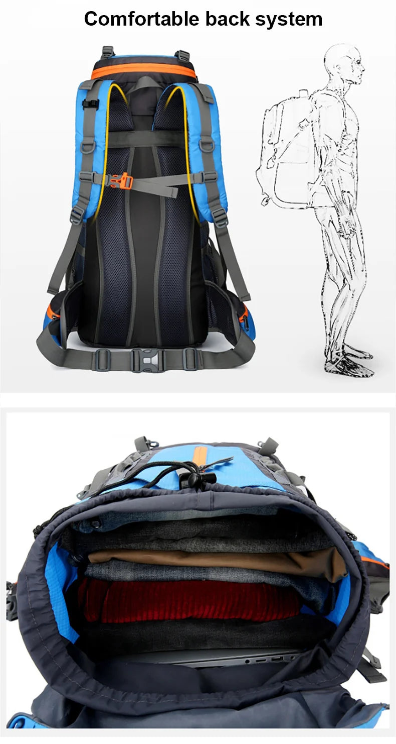 70L Camping Backpack Men's Travel Bag Climbing Rucksack