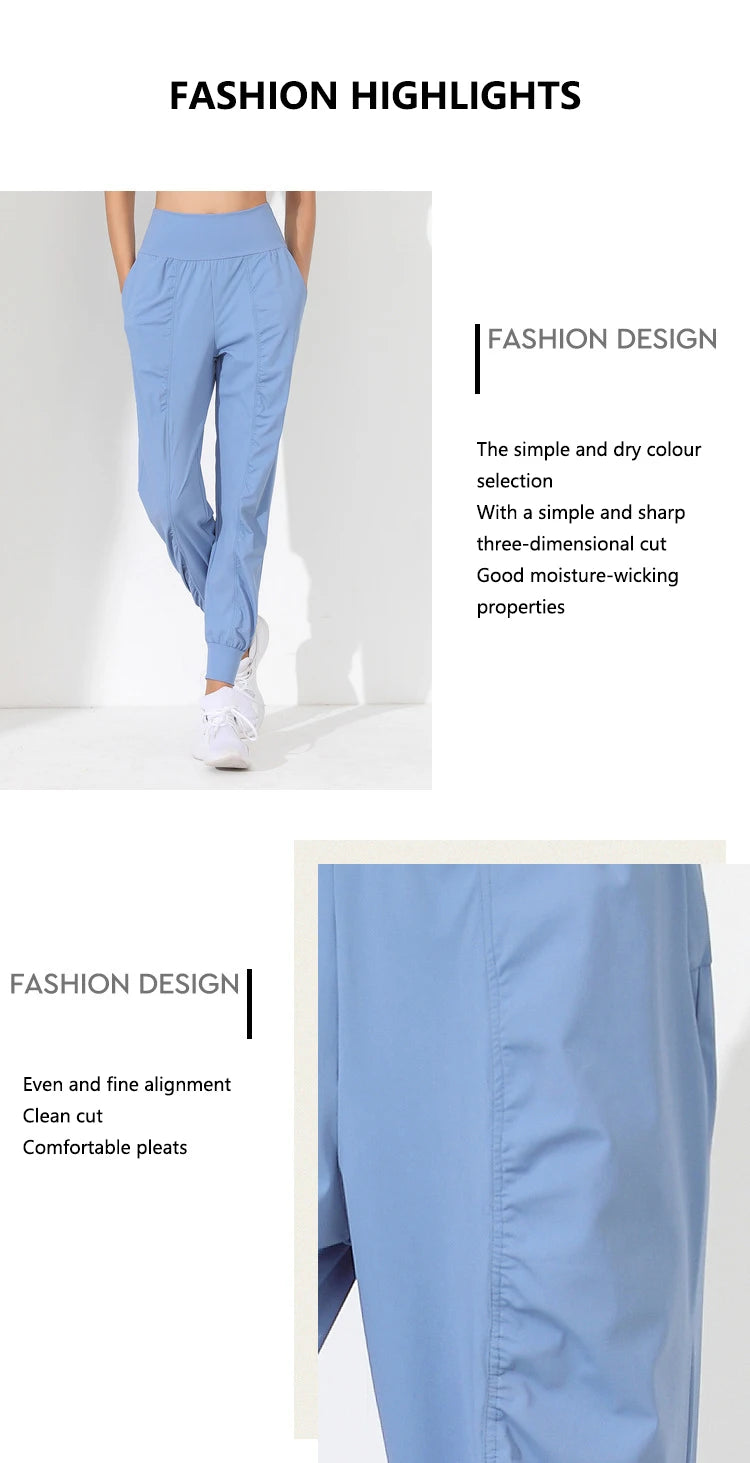 Woman Yoga Pants Hem Bound Running Fitness Loose