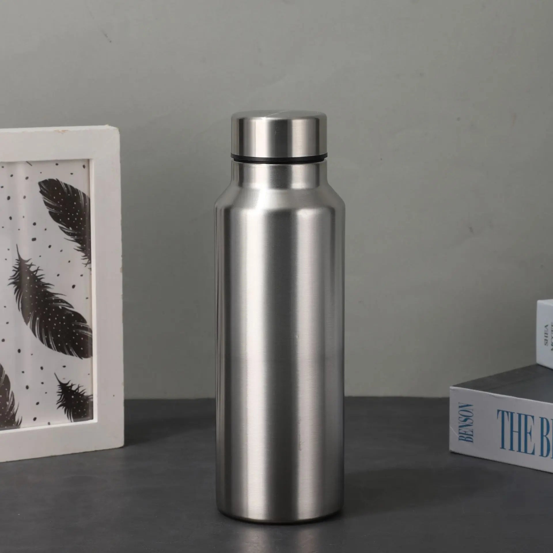 Stainless Steel Sport Water Bottle 1000ml Single-layer Rugged