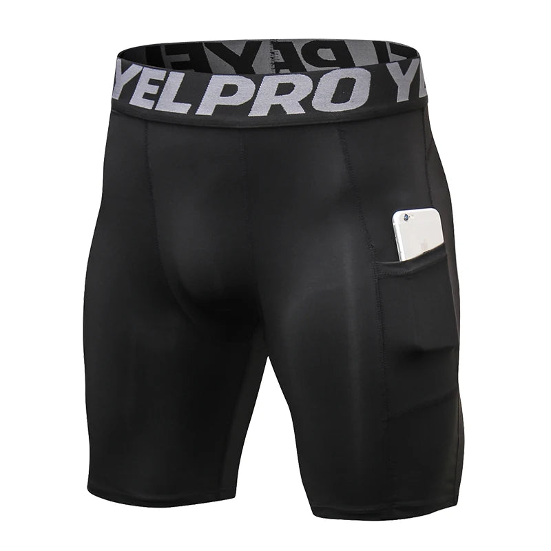 Sports Shorts Men Compression Running Shorts Pocket Quick