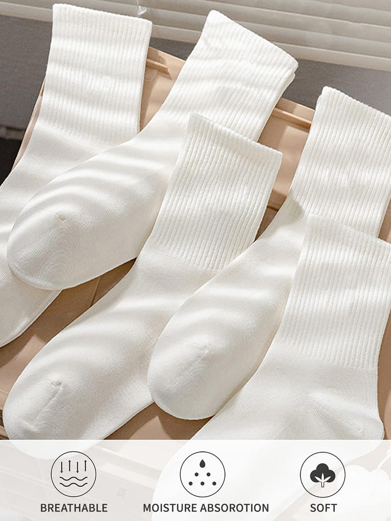 5 Pairs Men Crew Socks Black White Middle