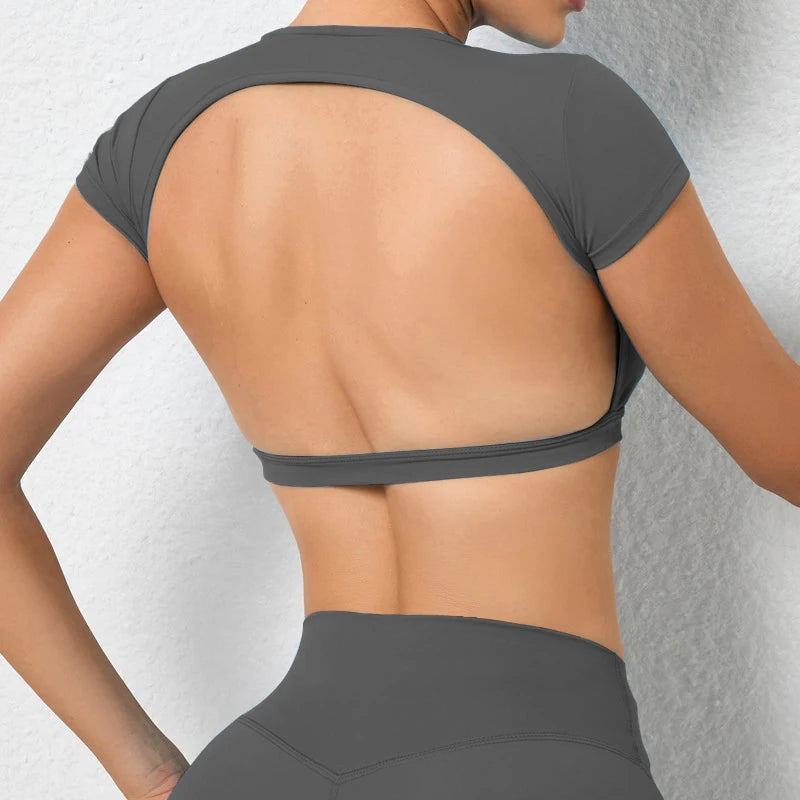 Women's Breathable Short-Sleeve Gym Crop Top, image 6 of 47