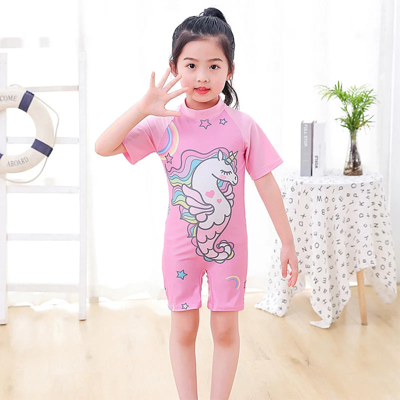 Kids' Short-Sleeve One-Piece Swimsuit