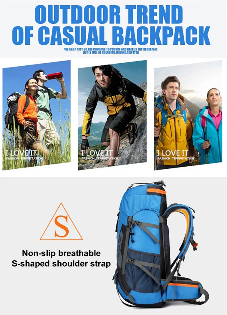70L Camping Backpack Men's Travel Bag Climbing Rucksack