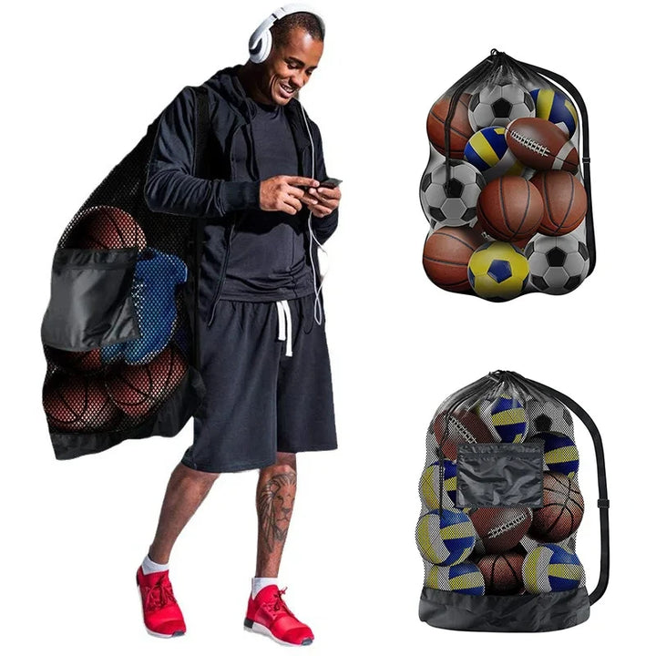 Large Mesh Drawstring Ball Bag for Football