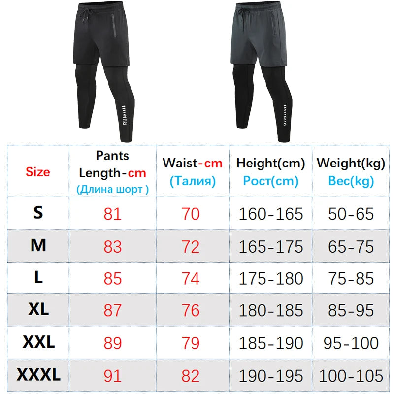 Men's 2-in-1 Double-Layer Running Trousers
