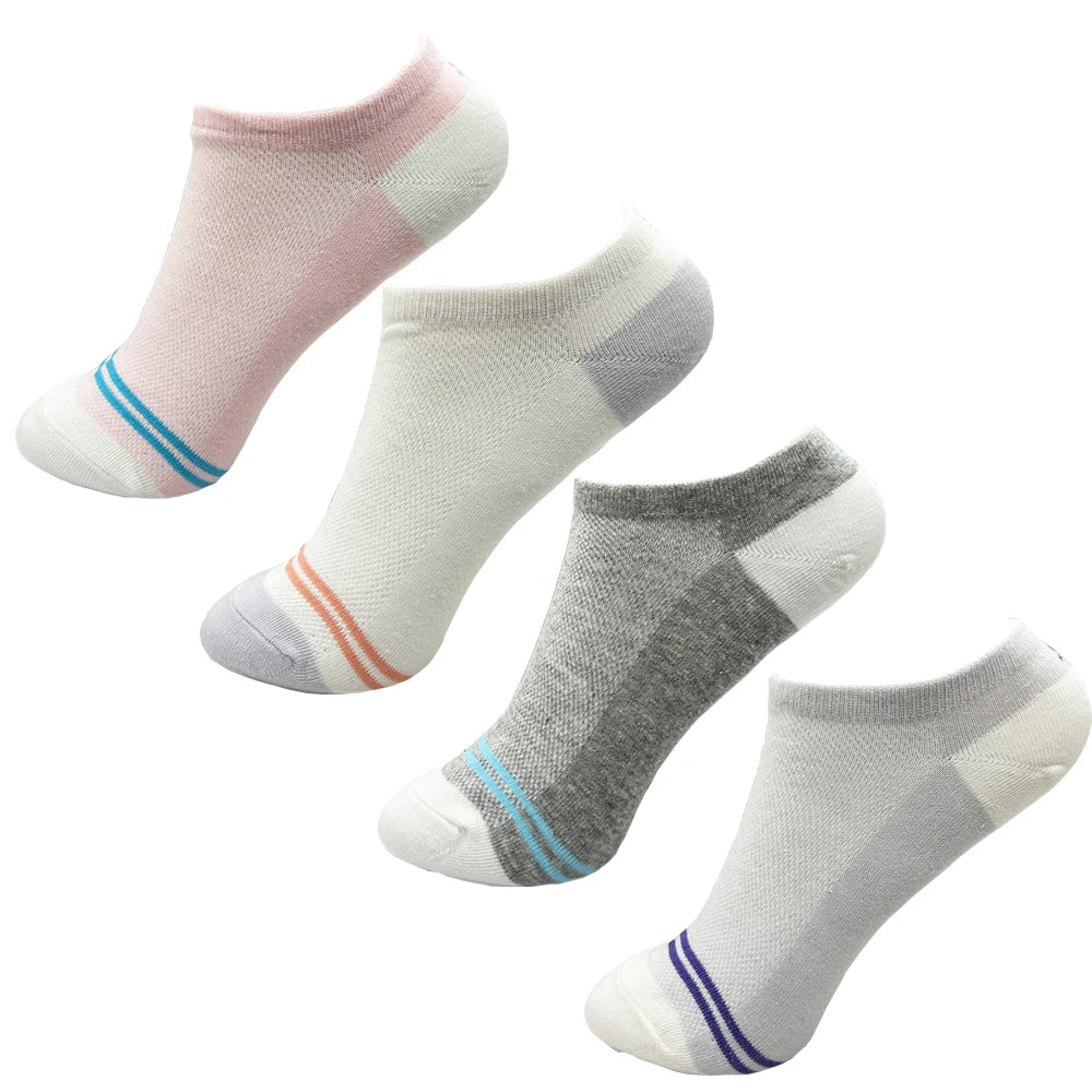 4 Pairs Cotton Women's Boat Socks No Show
