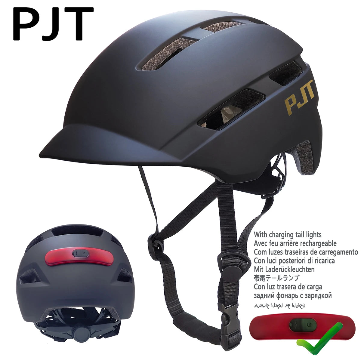 PJT In-Mould Bike Helmet with USB Rear Light, image 17 of 18