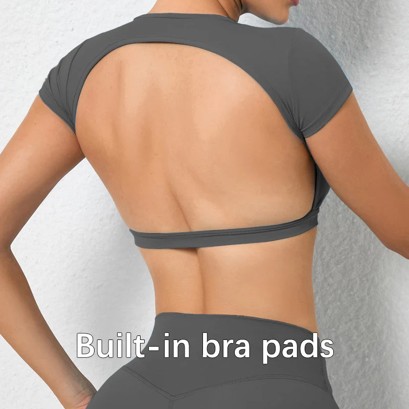 Women's Breathable Short-Sleeve Gym Crop Top, image 43 of 47