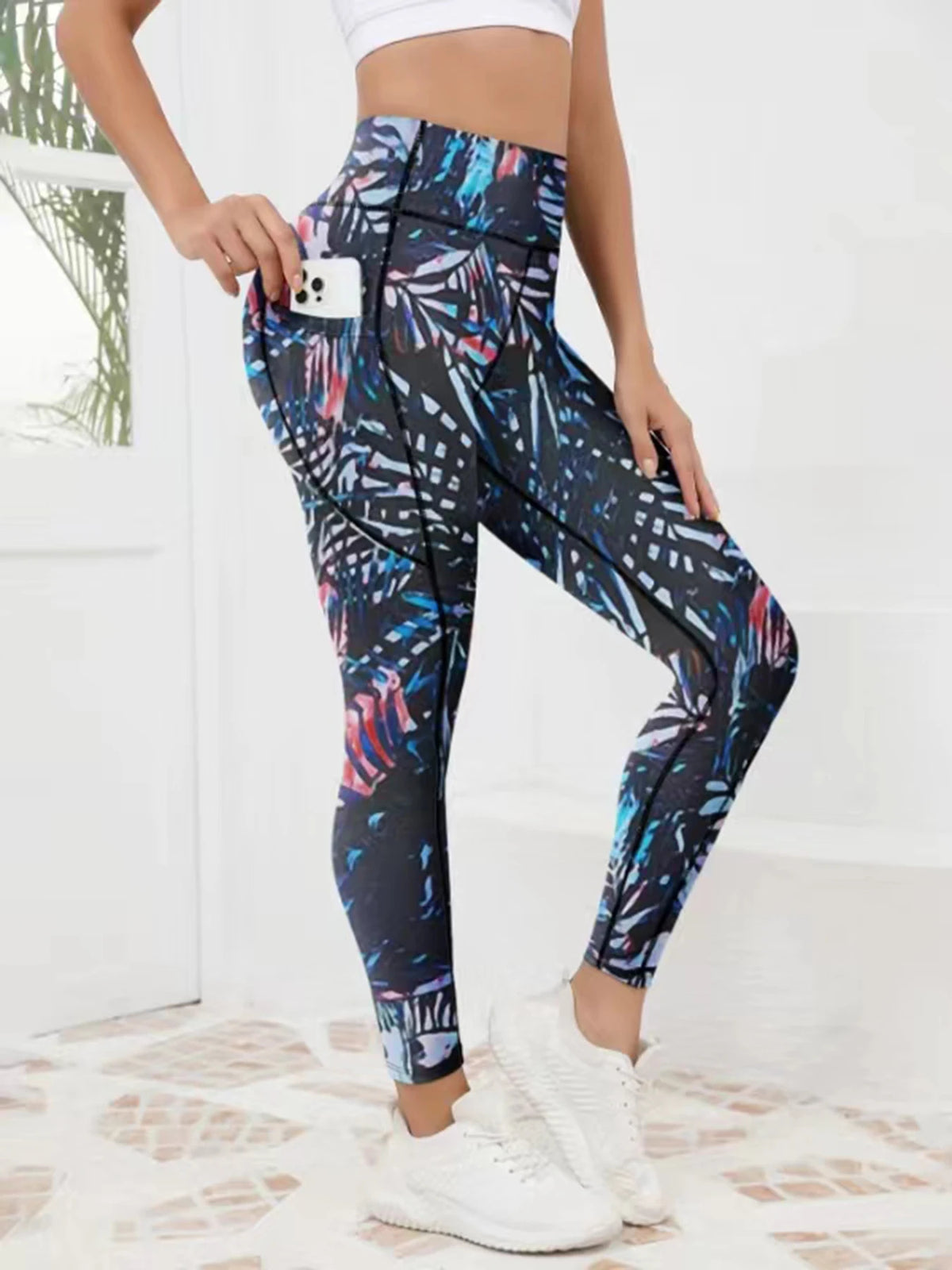 Women's Printed High-Waist Pocket Leggings, image 9 of 14