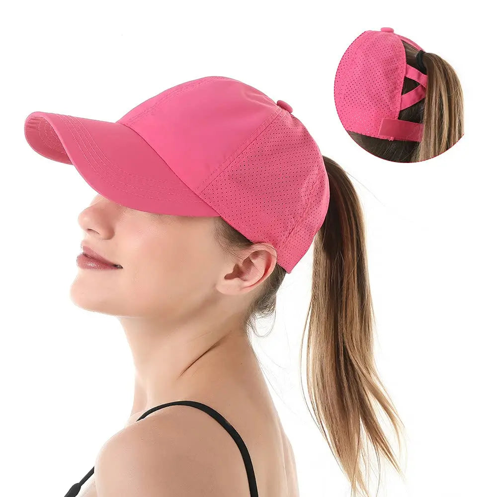 Quick Dry Ponytail Baseball Caps Women Criss Cross