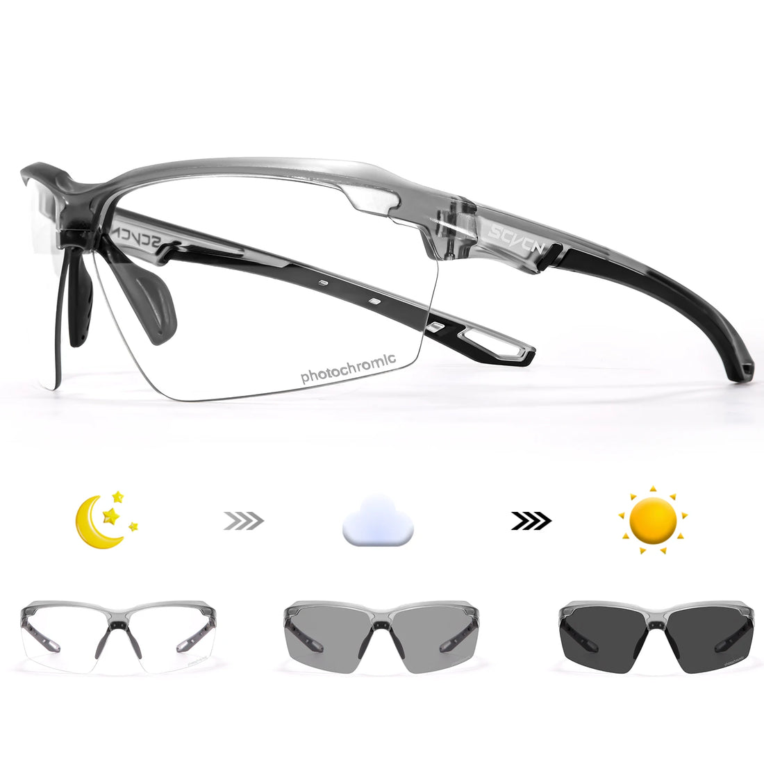 SCVCN Photochromic Cycling Glasses Men MTB Cycling Sunglasses