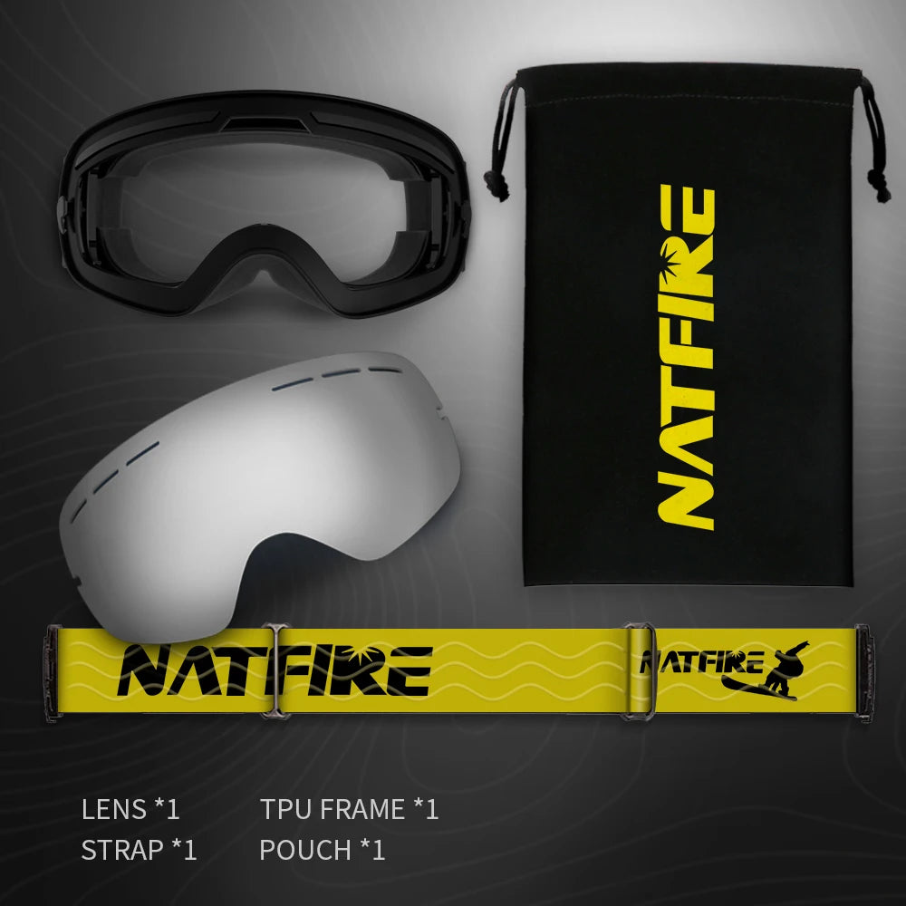 NATFIRE Unisex Anti-Fog Ski Goggles, image 4 of 26