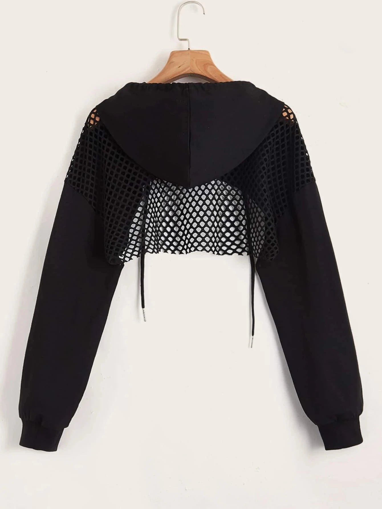 Street Sport Drop Shoulder Drawstring Hollow Out Super