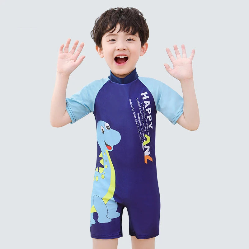 Baby Boy One-piece Swimsuit Short Sleeve Swimwear Kids