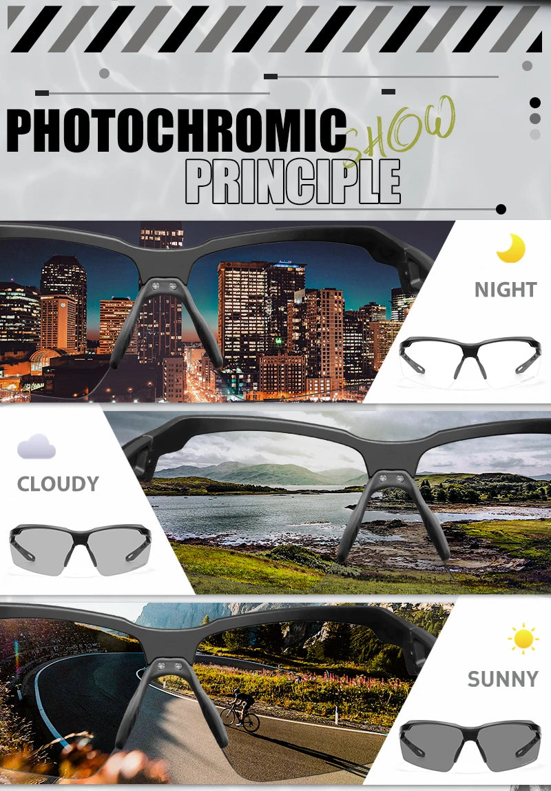 SCVCN Photochromic Cycling Glasses Men MTB Cycling Sunglasses
