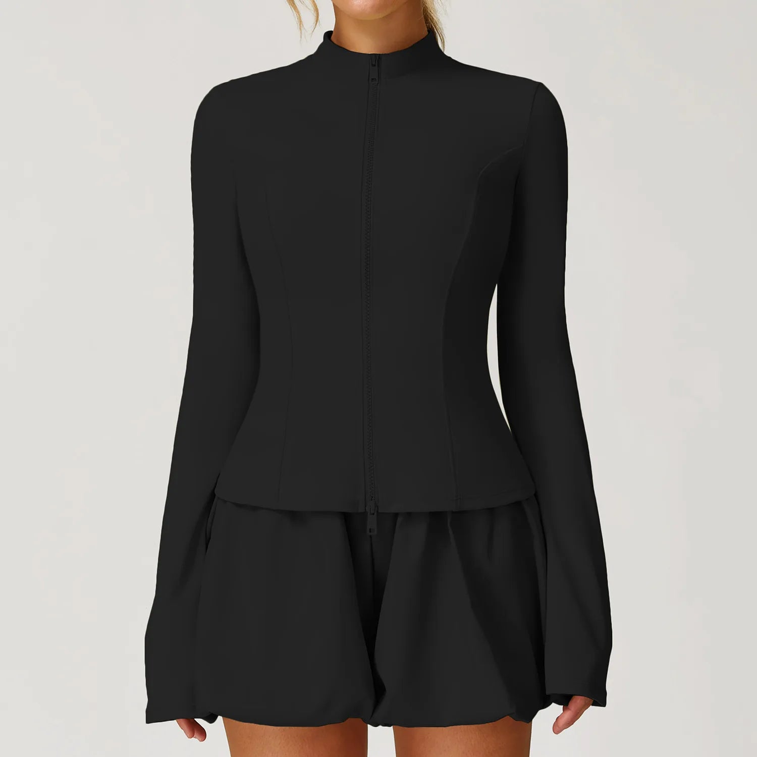 Zipper Jacket Women Yoga T-shirts Solid Sports Top