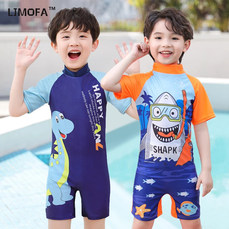 Baby Boy One-piece Swimsuit Short Sleeve Swimwear Kids