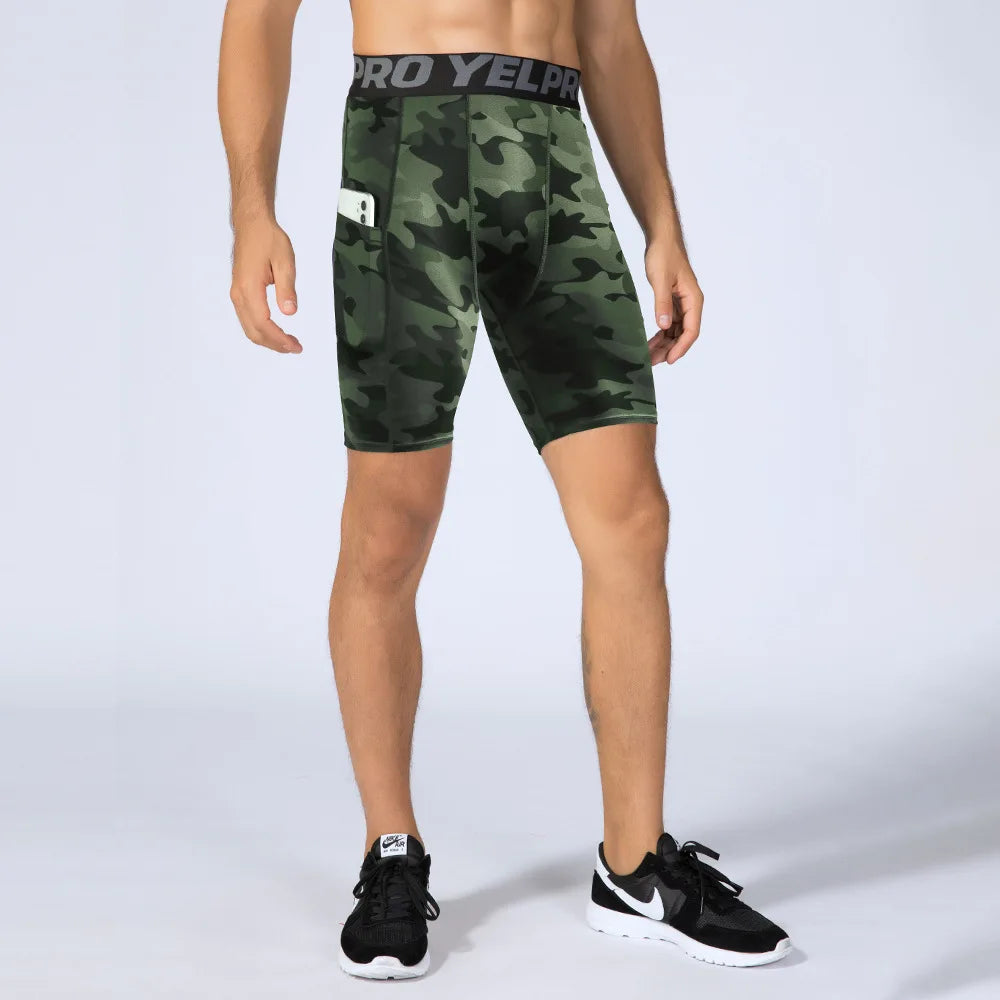 Sports Shorts Men Compression Running Shorts Pocket Quick
