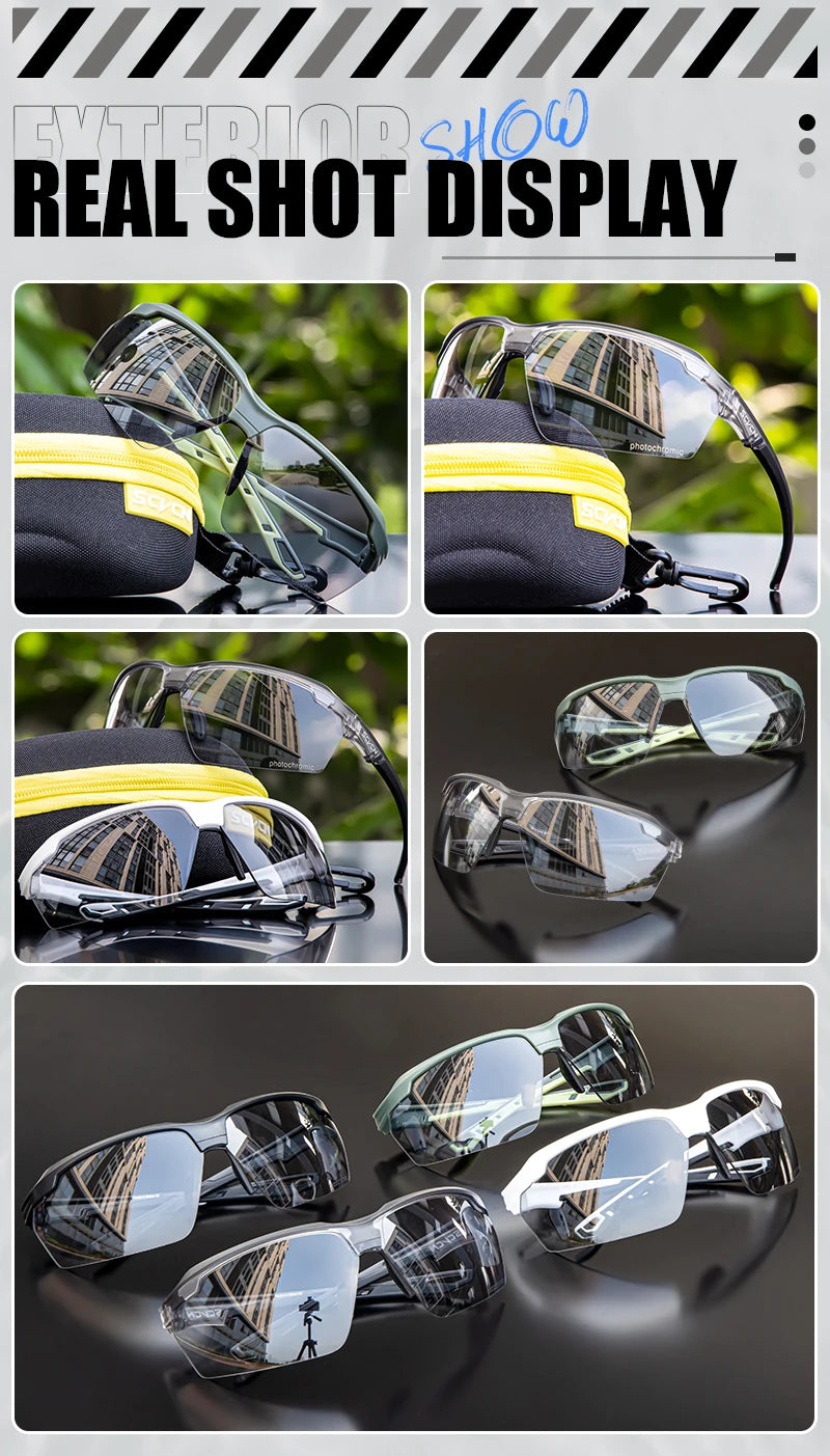 SCVCN Photochromic Cycling Glasses Men MTB Cycling Sunglasses