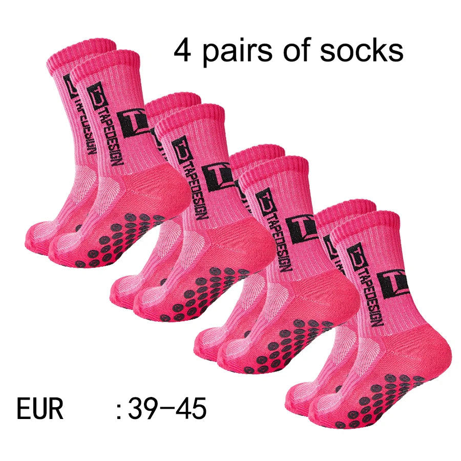 Mid-Calf Anti-Slip Football Socks, 4 Pairs