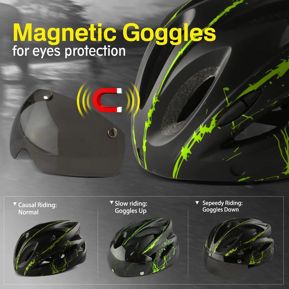 Lightweight Cycling Helmet with Goggles, image 4 of 18