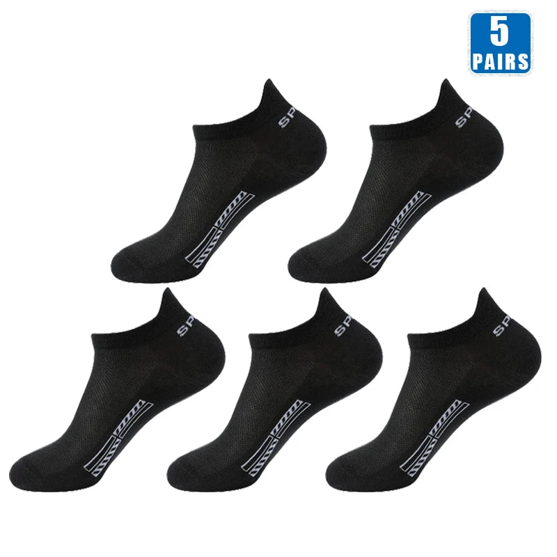 Men's Cotton Trainer Socks, 5 Pairs