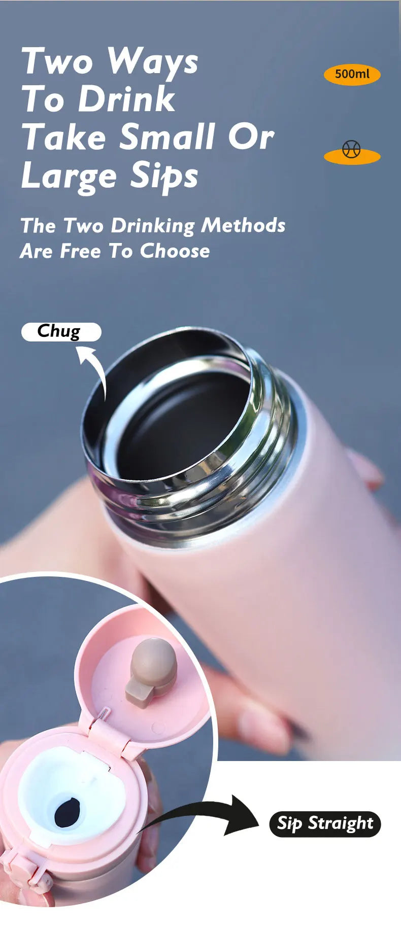 350/450ml Gradient Portable Thermal Insulation Vacuum Tumbler Cup