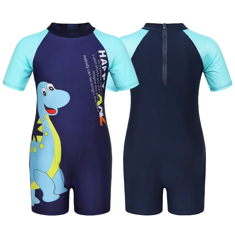 Baby Boy One-piece Swimsuit Short Sleeve Swimwear Kids