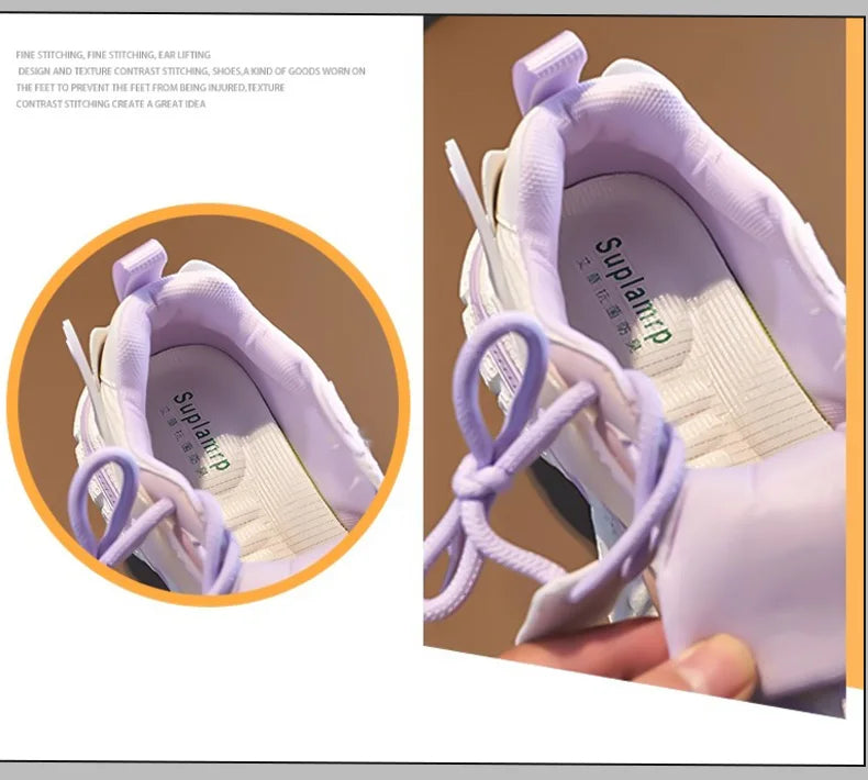 Girls' Spring-Autumn New Sports Shoes: Breathable Mesh Upper