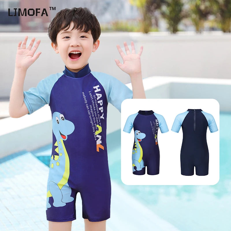 Baby Boy One-piece Swimsuit Short Sleeve Swimwear Kids